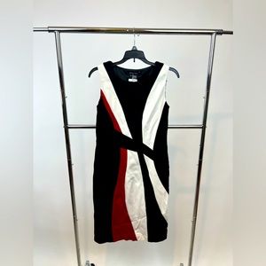 ETCETERA Black and Red Panel Dress